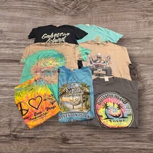 Galveston Island Texas Tie Dye Graphic T-Shirt Tee Bundle of 7 Medium